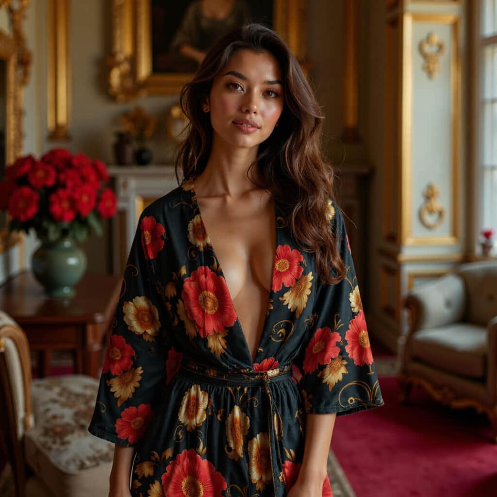 Le Robe Fleurs de Flamme – Estilo Ousado com Toque Floral Sofisticado